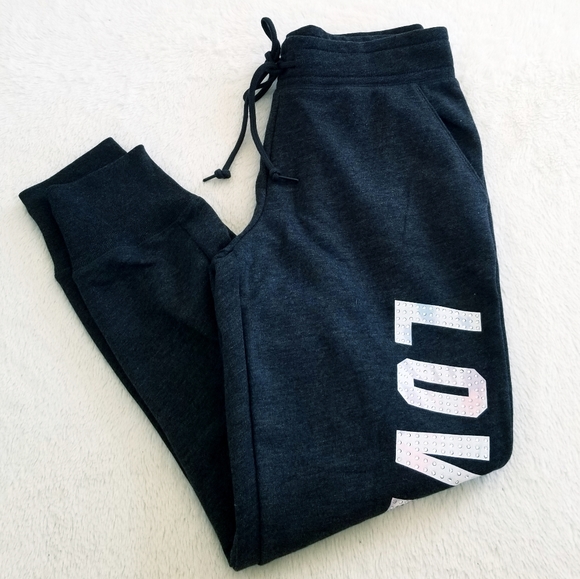 Victoria's Secret PINK Sequin Bling Rhinestone Crystal Skinny Jogger DrawcordNWT - Picture 7 of 16